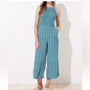 Loft jumpsuit itsy floral‎ green tank NEW size 2